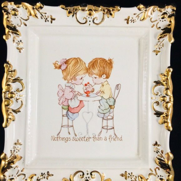 vtg 1980's Ceramic Children, Love, Friend Plaque 2 - Picture 8 of 8
